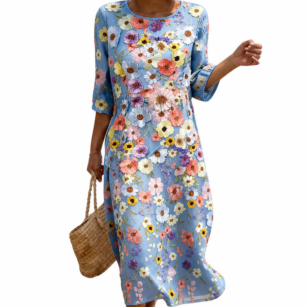 Inès - Casual women's dress with floral pattern.