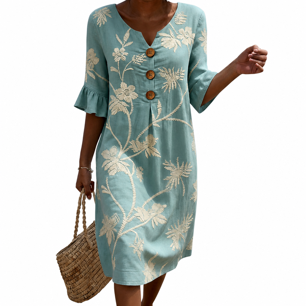 Aurélie - Casual women's dress with floral print.