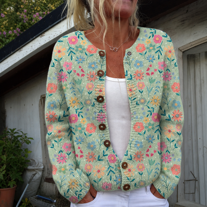 Fien | Cardigan with Summer Field Flowers