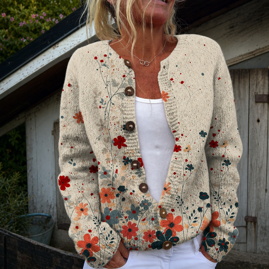 Julia | Vintage cardigan with floral art