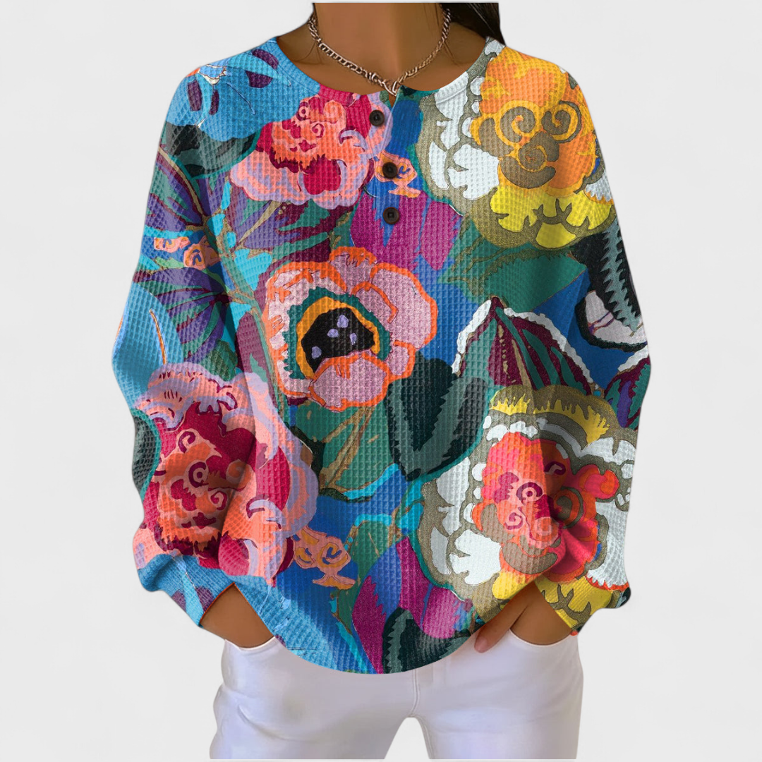Anouk | Sweater with Large Colorful Flowers