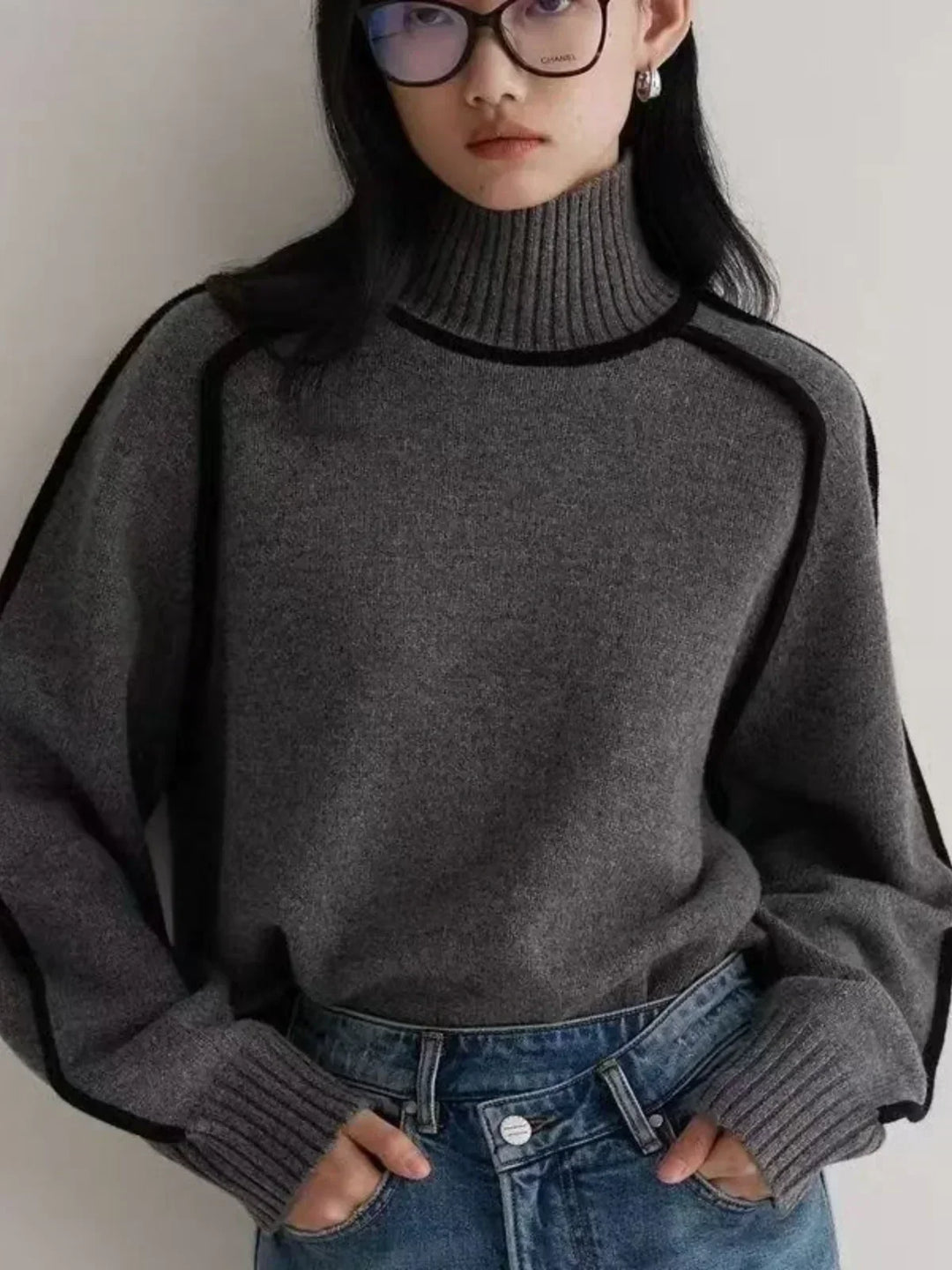 Carine | Elegant sweater with a high collar