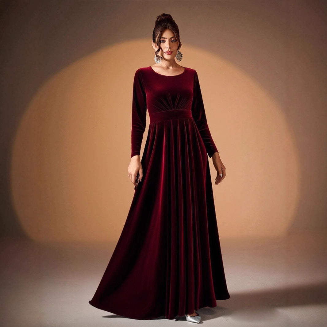 Tilda | Maxi Dress in Velvet with Long Sleeves