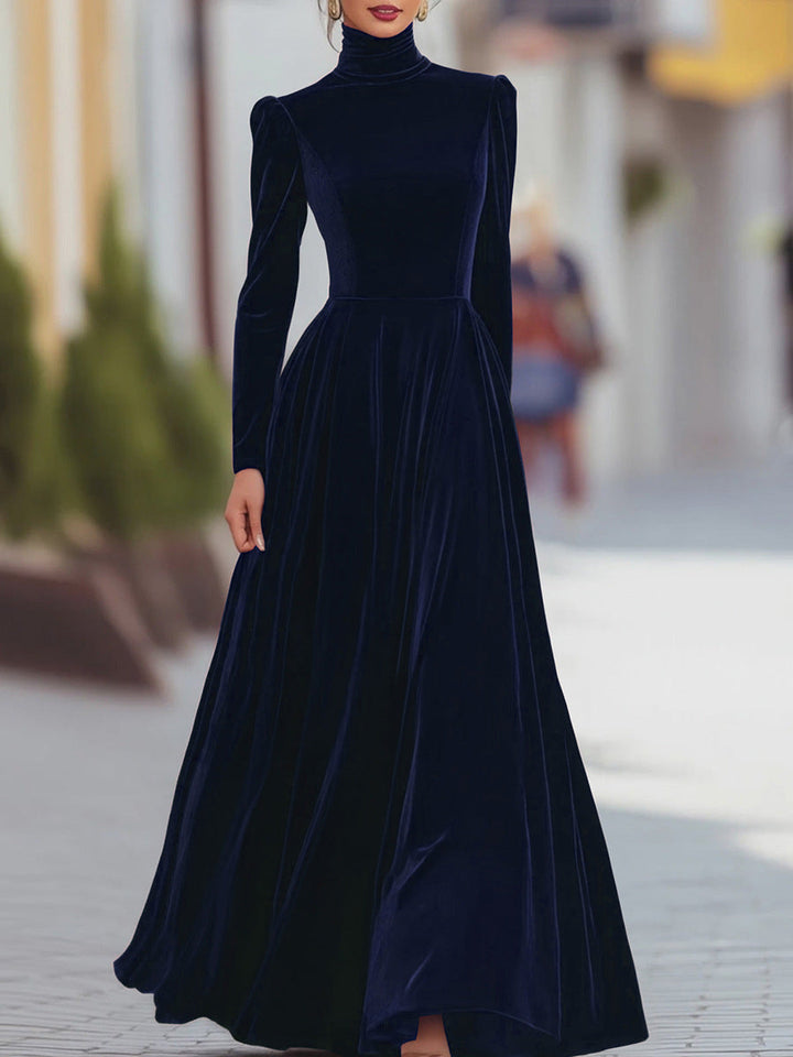 Famke | Velvet Maxi Dress with High Neck