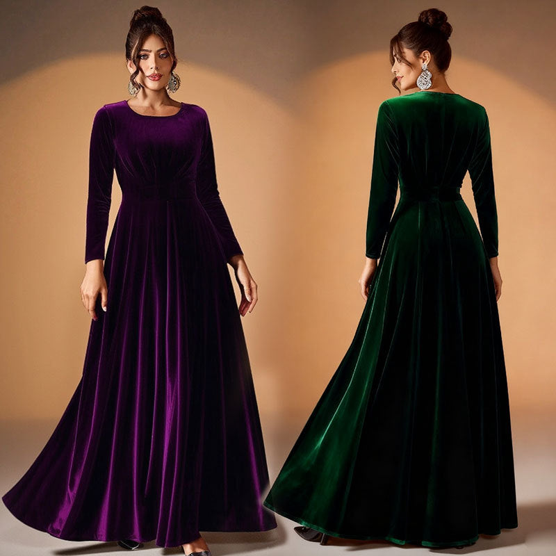 Tilda | Maxi Dress in Velvet with Long Sleeves