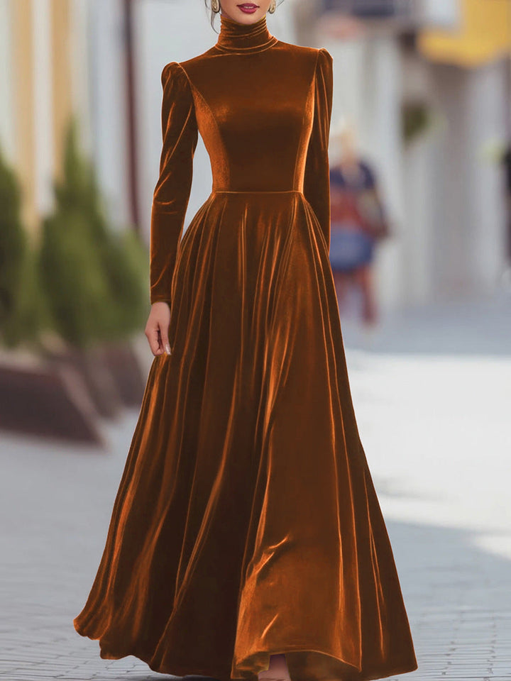 Famke | Velvet Maxi Dress with High Neck