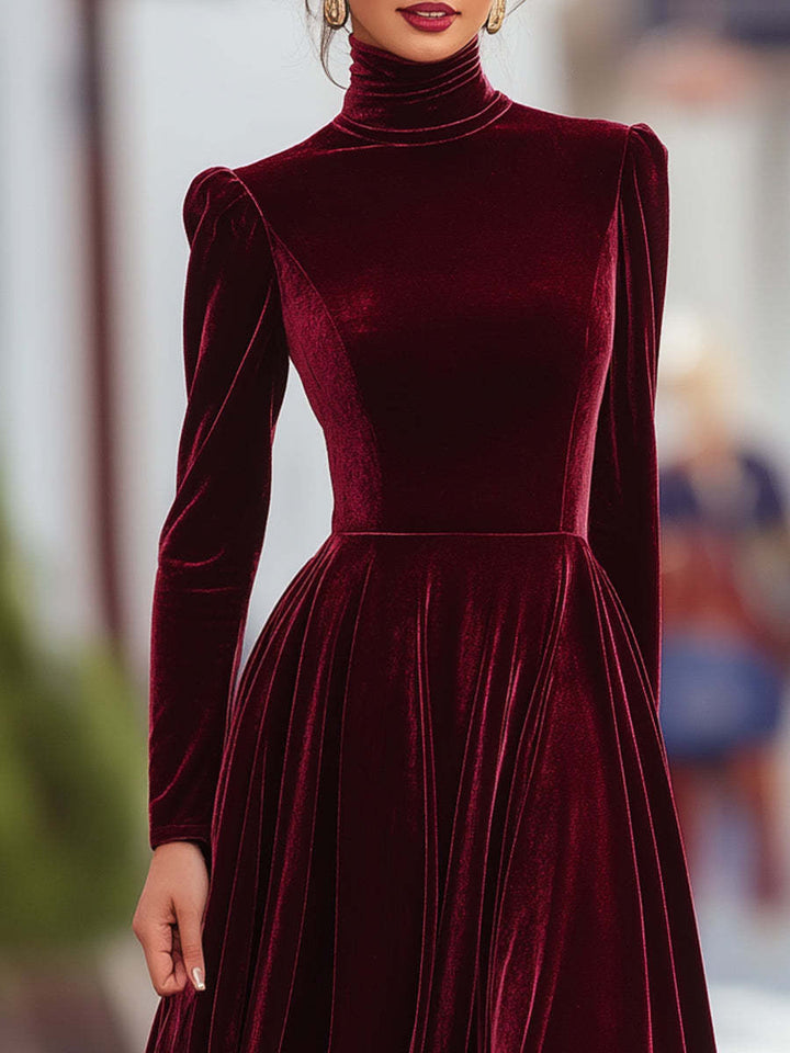 Famke | Velvet Maxi Dress with High Neck