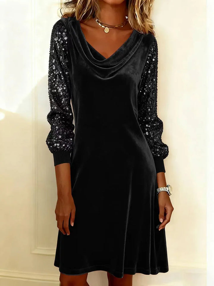 Sophie | Shiny Velvet Sleeve Dress