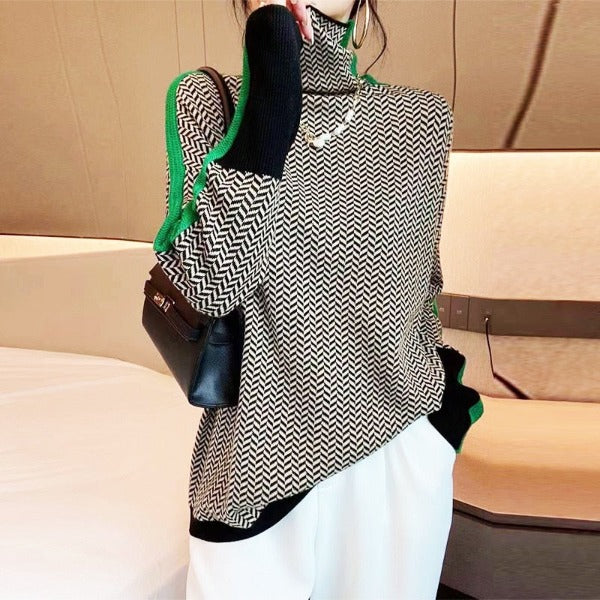 Famke | Luxe Turtleneck in Chevron