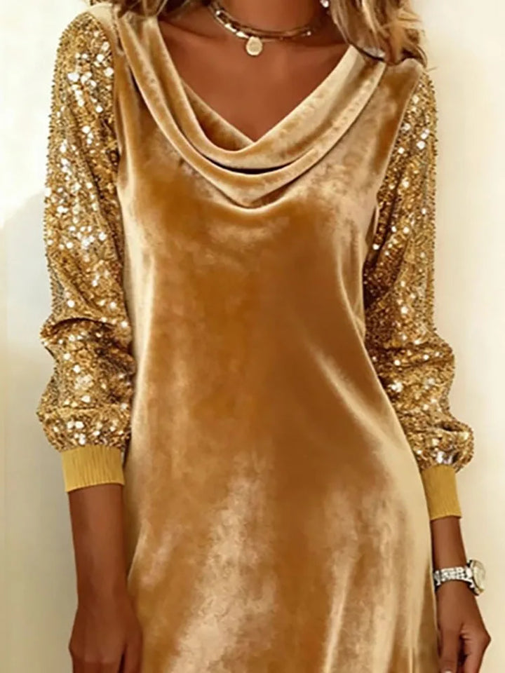Sophie | Shiny Velvet Sleeve Dress