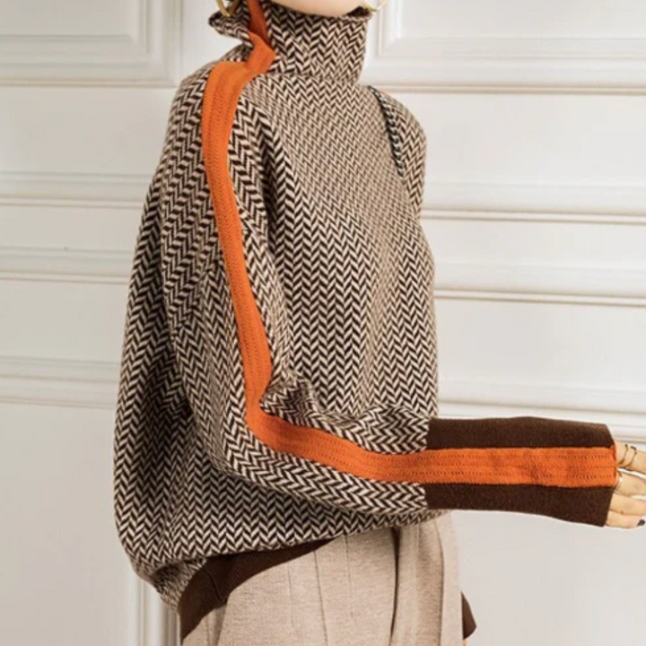 Famke | Luxe Turtleneck in Chevron