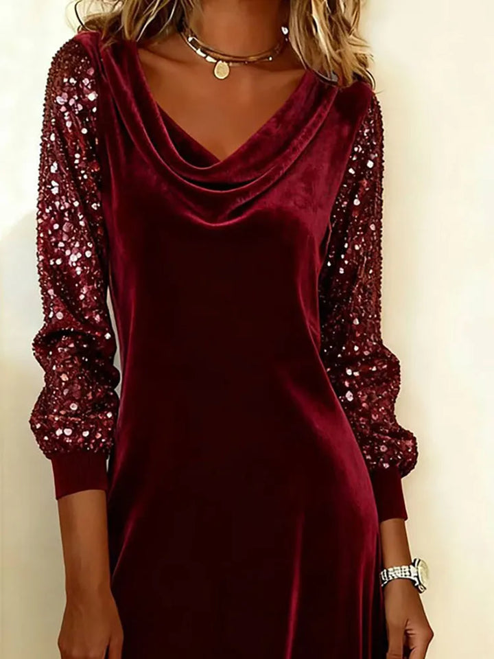 Sophie | Shiny Velvet Sleeve Dress