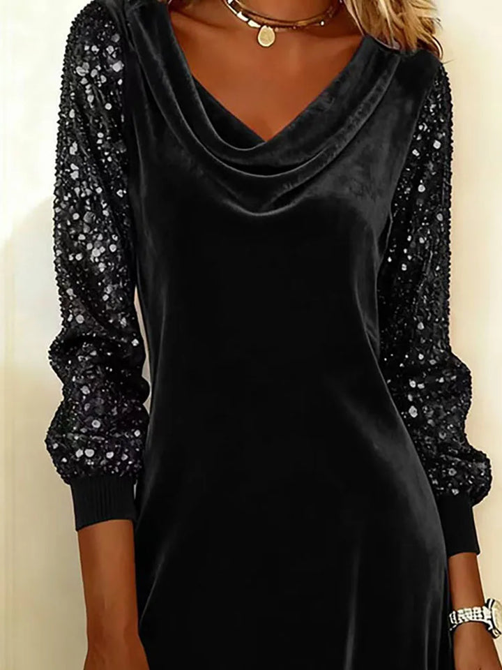 Sophie | Shiny Velvet Sleeve Dress
