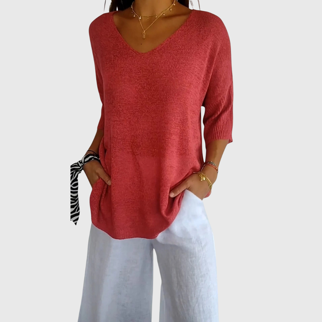 Caroline | Elegant Top with V-Neck