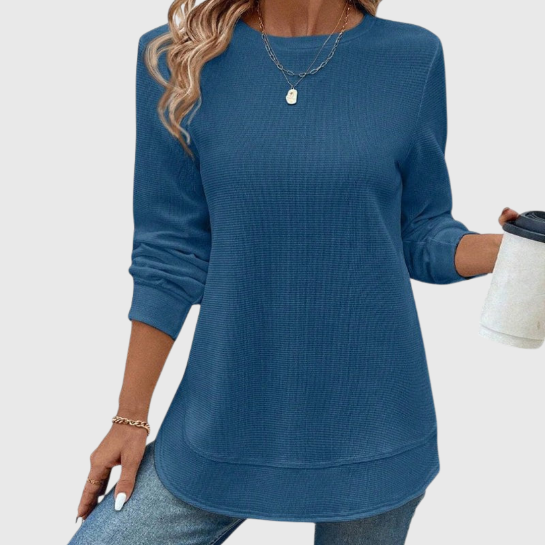Valerie | Elegant Top with Round Neck and Long Sleeves
