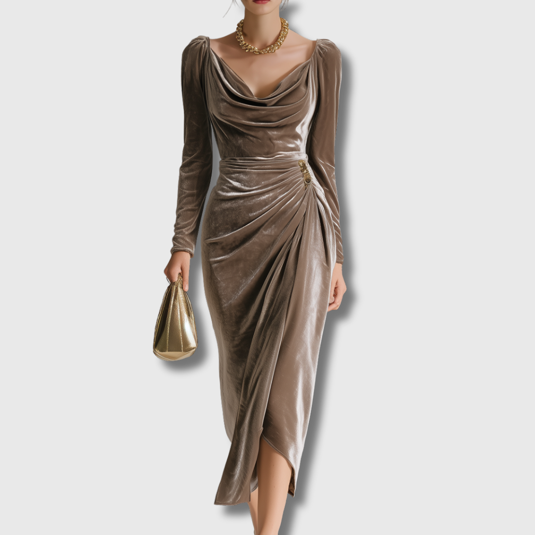 Sandra | Elegant Midi Dress in Velvet