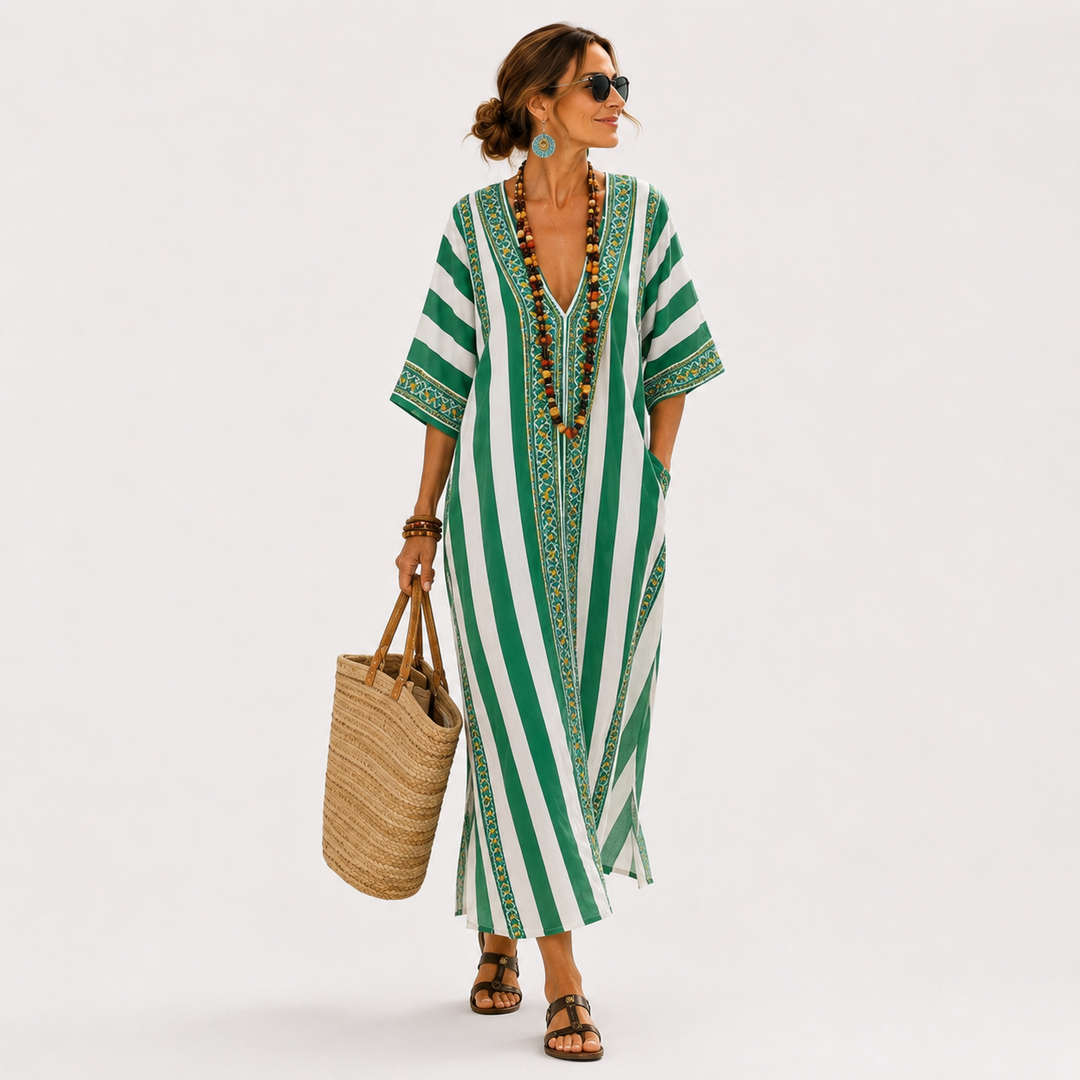 Caftan Zoe Green Stripes