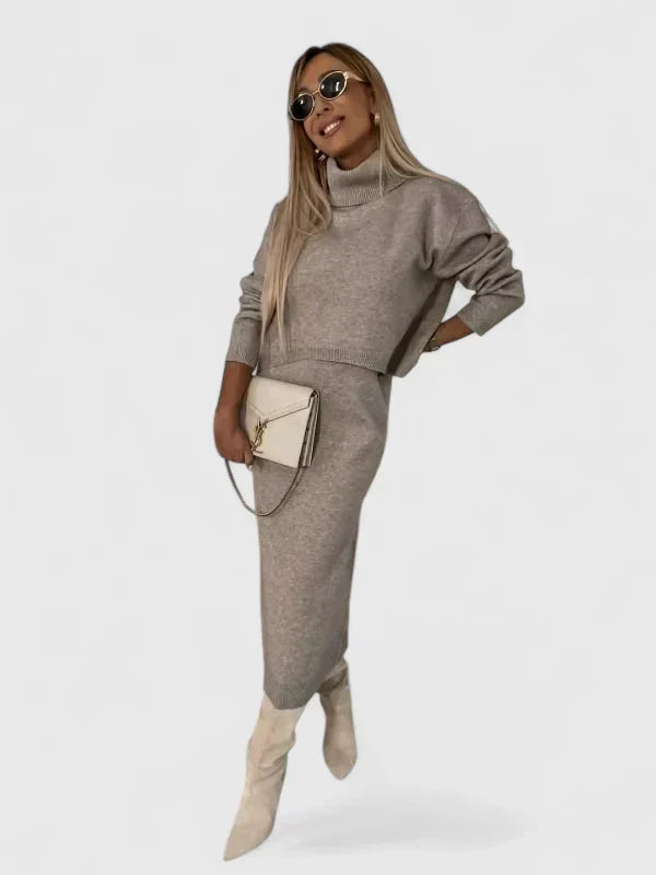 Tine | Elegant Dress and Turtleneck Set