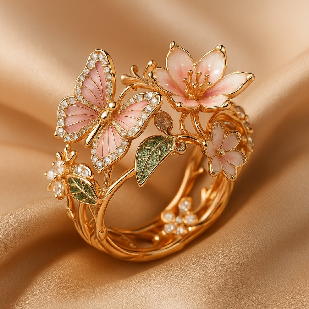 Zirconia Ring Butterfly Nature Light