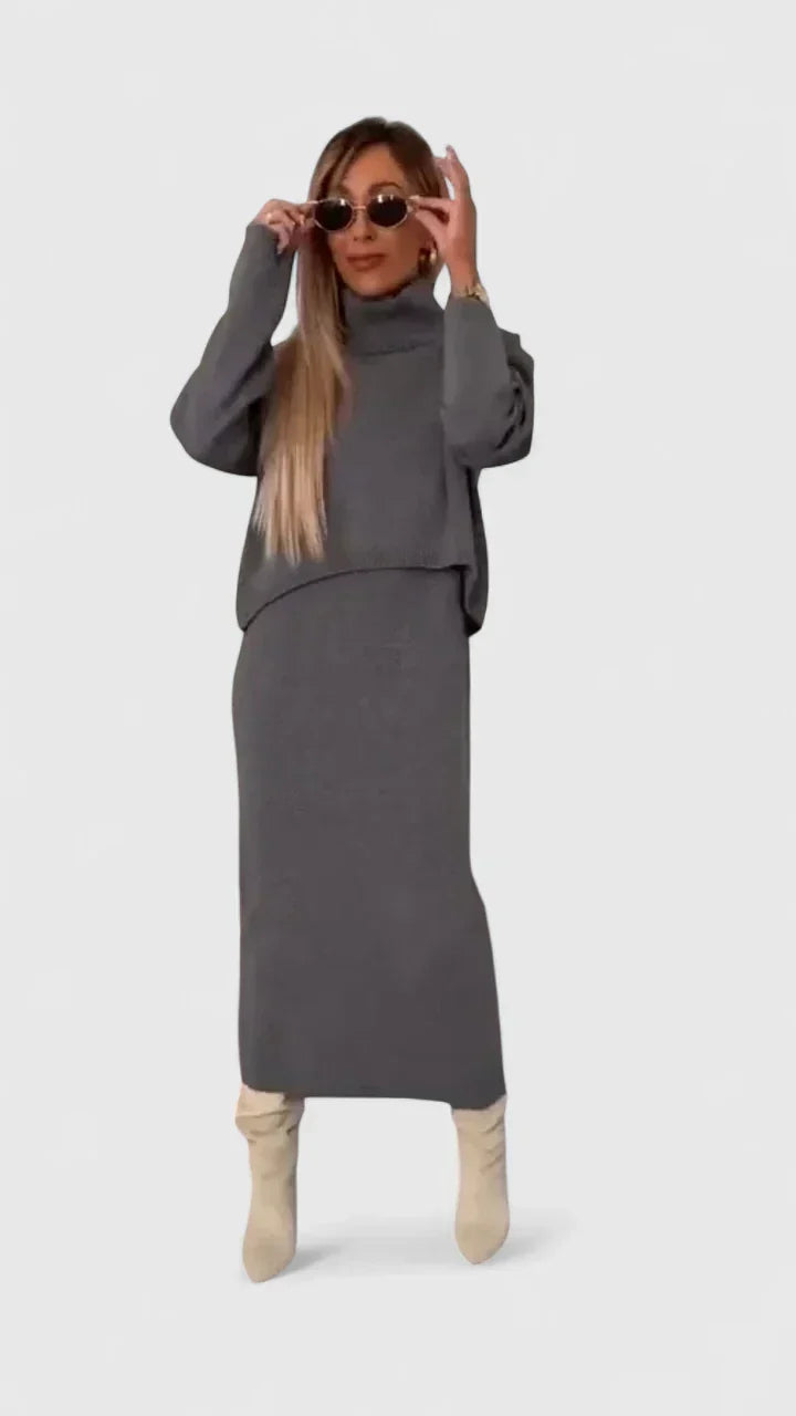 Tine | Elegant Dress and Turtleneck Set