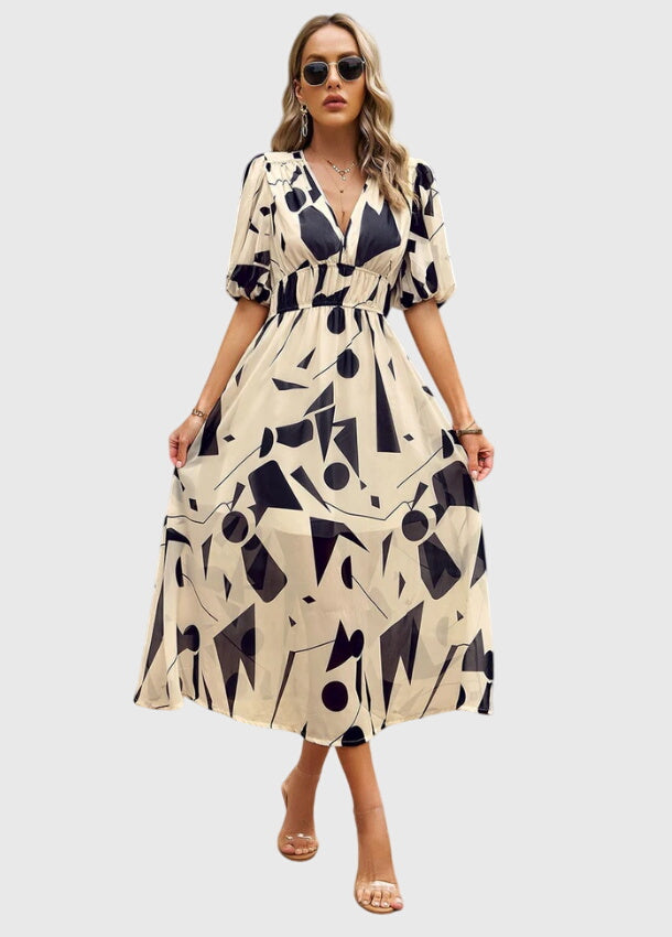 Olga | Flattering Midi Floral Dress