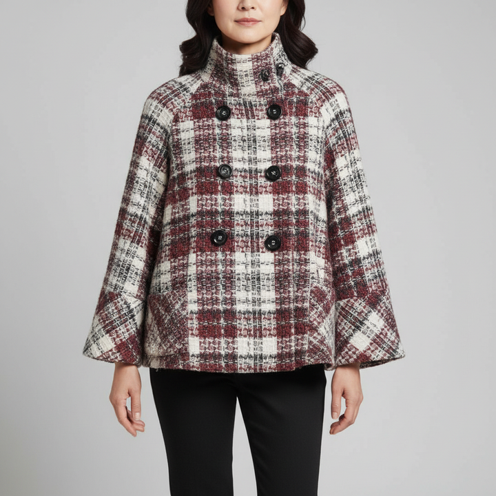 Leonore | Cape Coat with Check Pattern