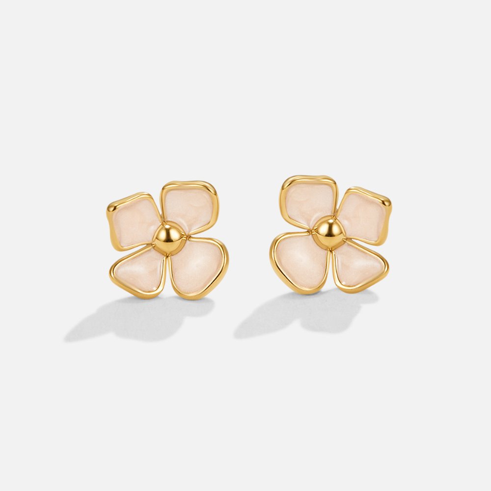 Élise – Round earrings with floral motif.
