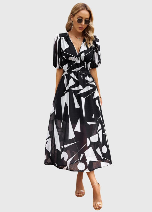 Olga | Flattering Midi Floral Dress