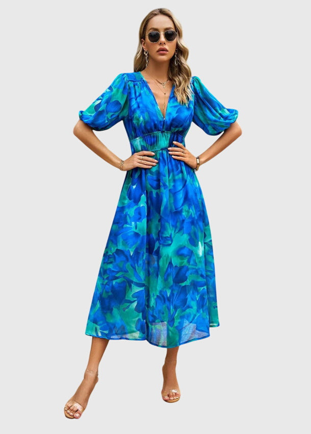 Olga | Flattering Midi Floral Dress