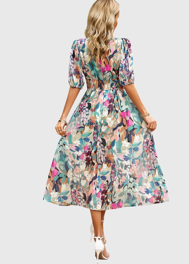 Olga | Flattering Midi Floral Dress
