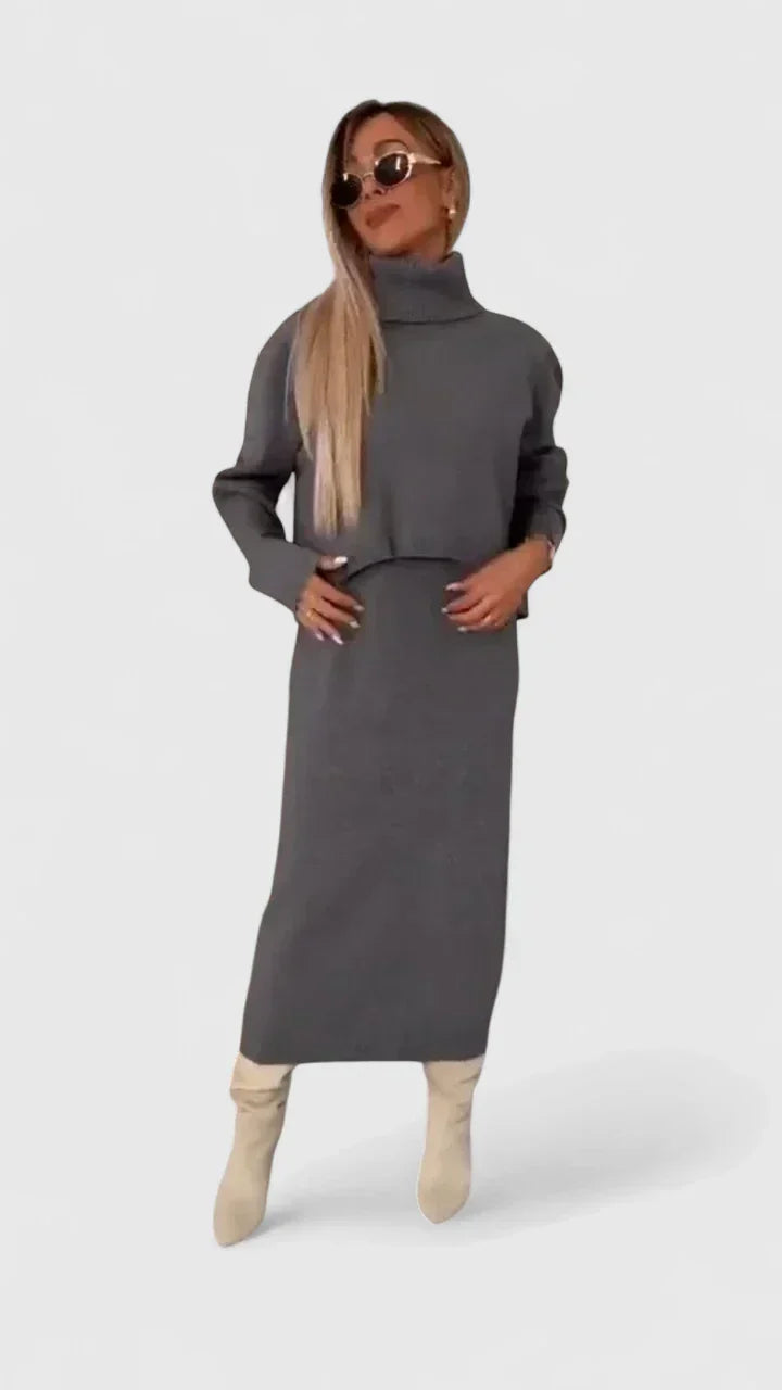 Tine | Elegant Dress and Turtleneck Set