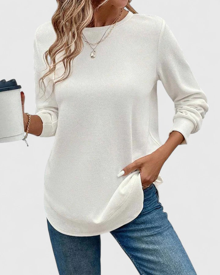 Valerie | Elegant Top with Round Neck and Long Sleeves