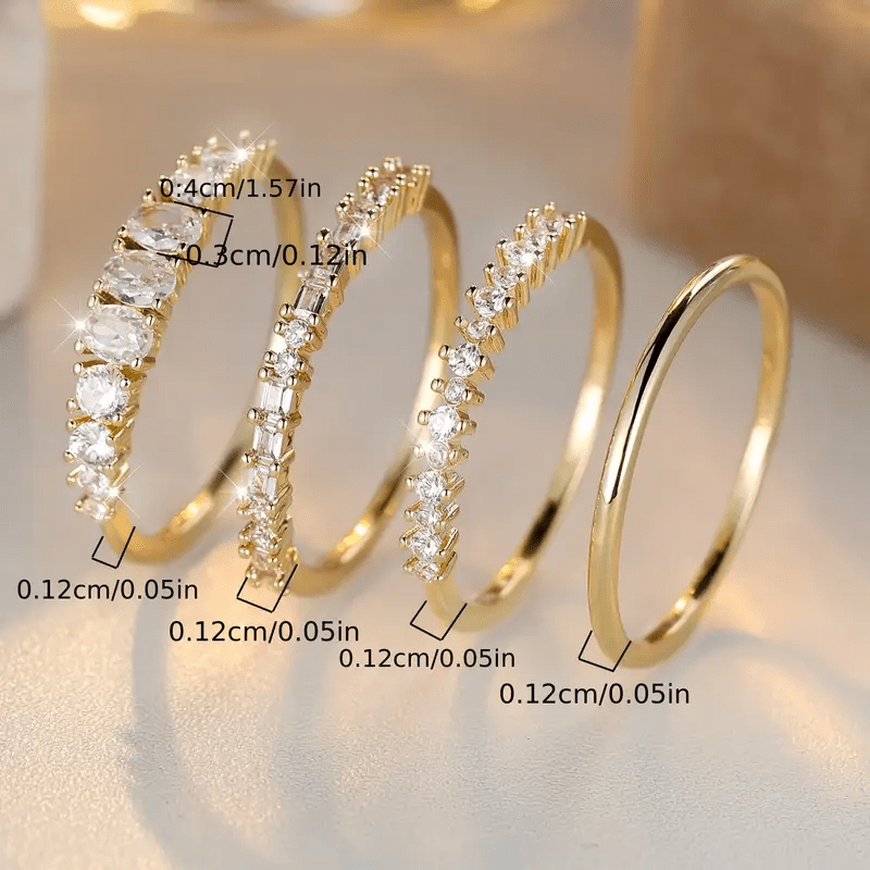 Stackable Rings of 14k Gold with Zirconia