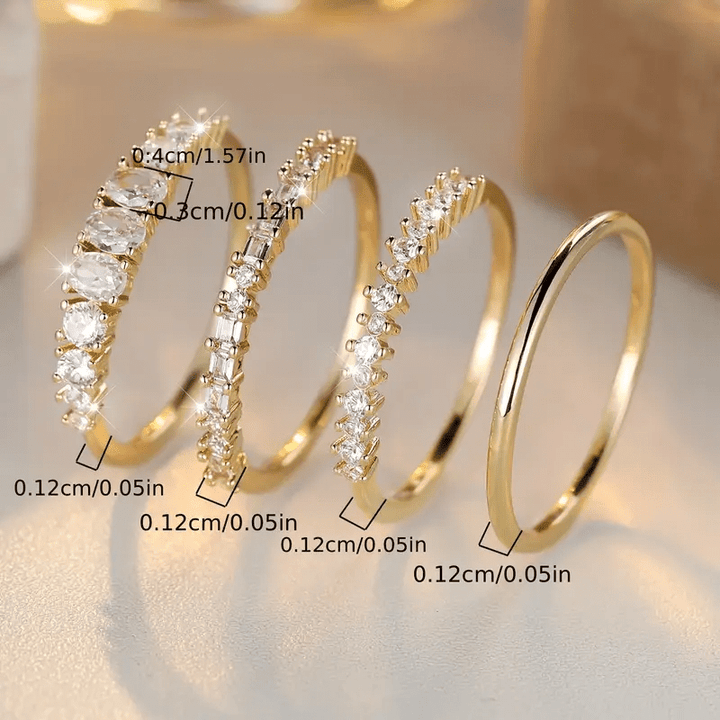 Stackable Rings of 14k Gold with Zirconia