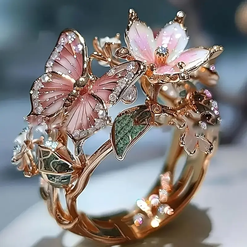 Zirconia Ring Butterfly Nature Light