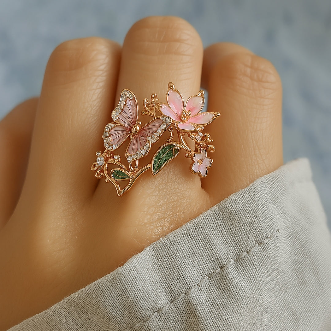 Zirconia Ring Butterfly Nature Light