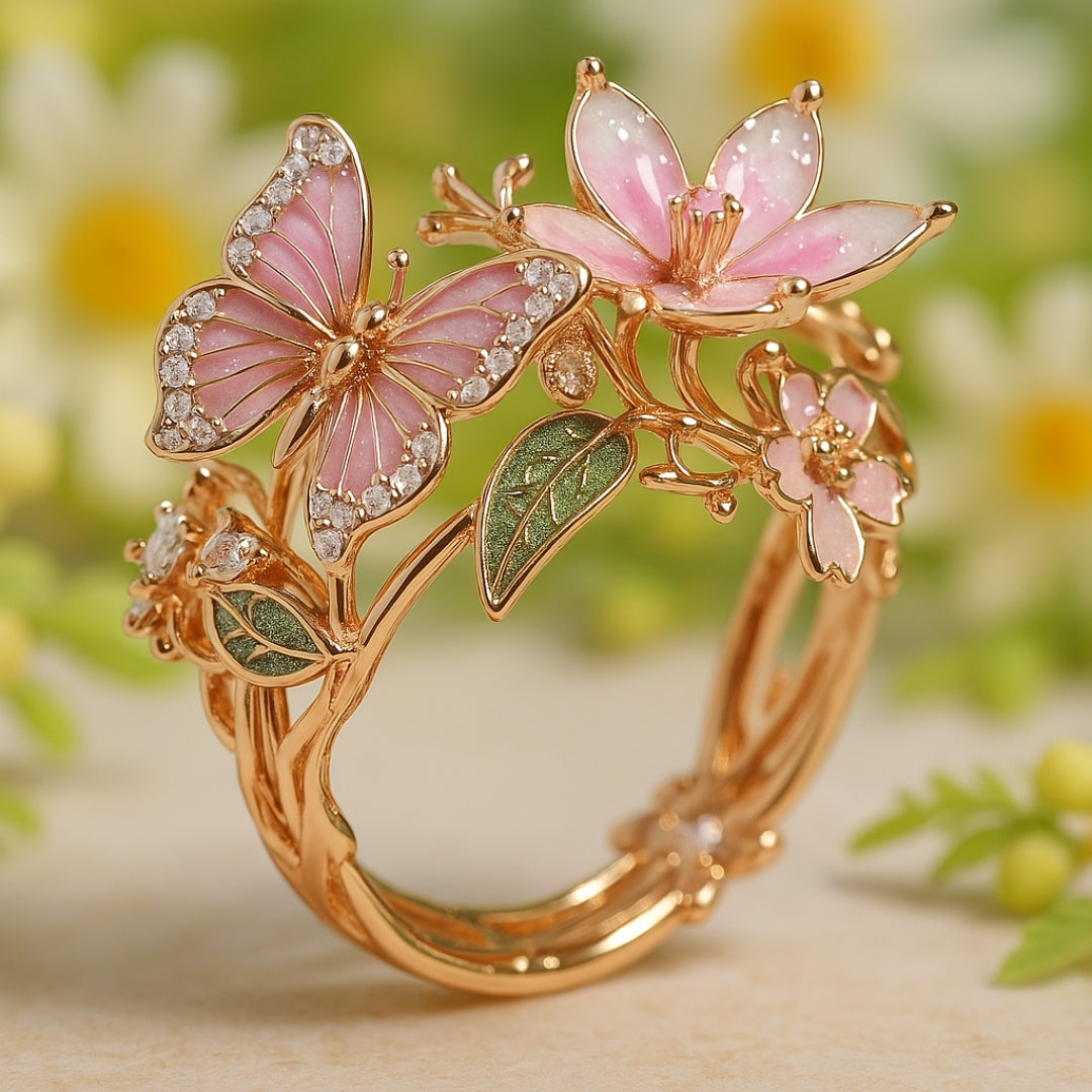 Zirconia Ring Butterfly Nature Light