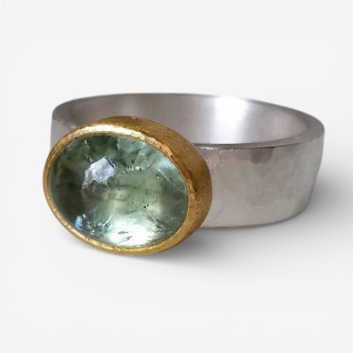 Roos | Retro green ring with polished stone