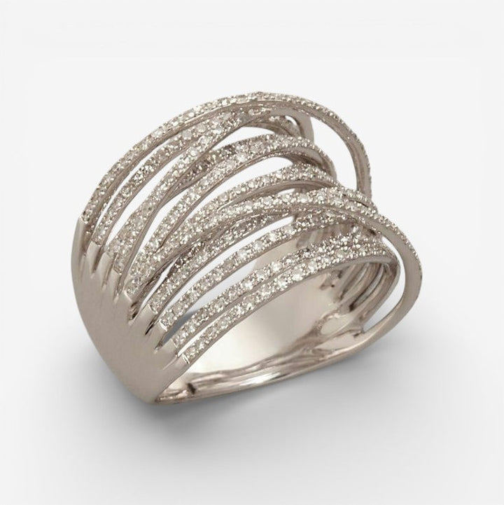 Vintage Layered Silver Ring with Zirconia