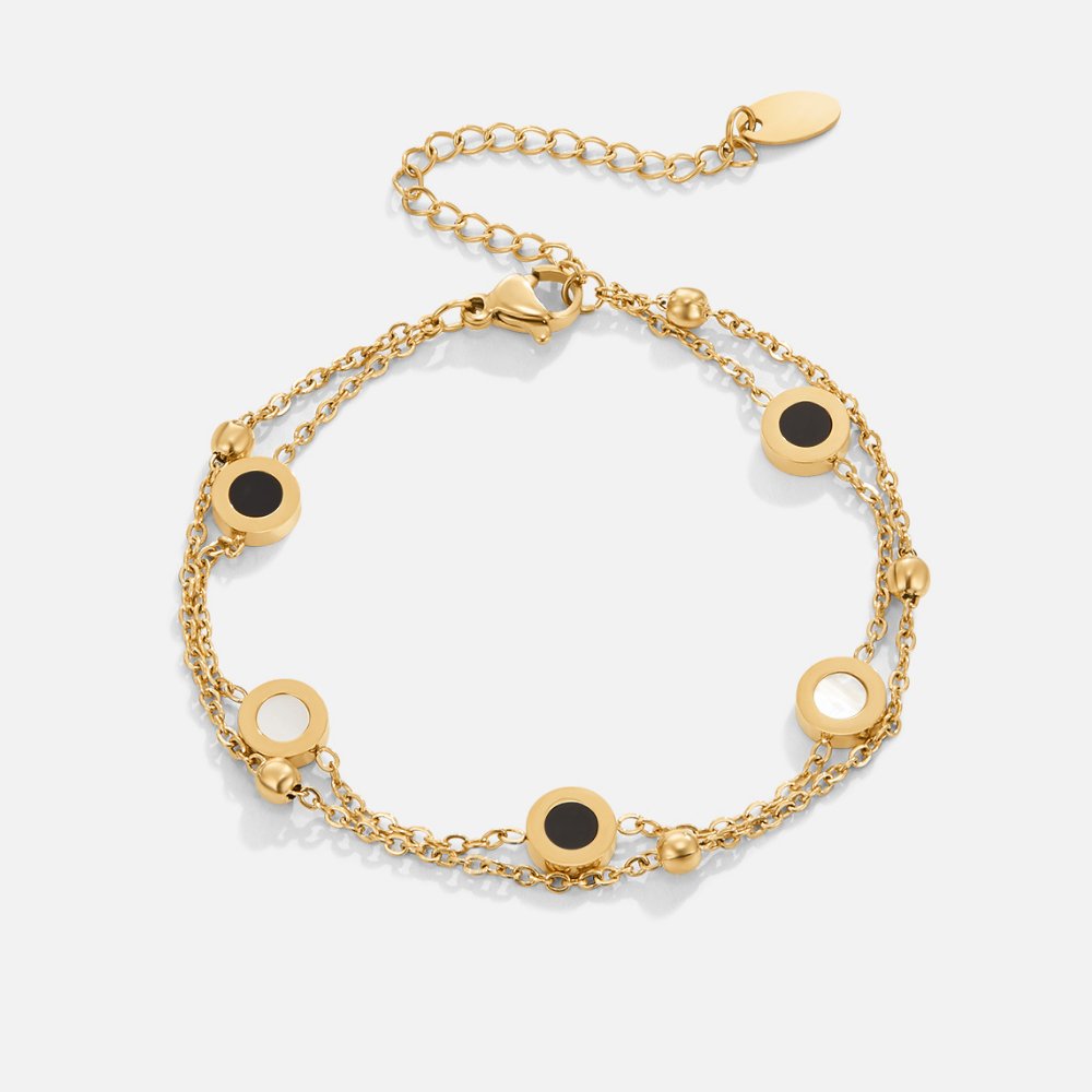 Onyx and White Stone Bracelet