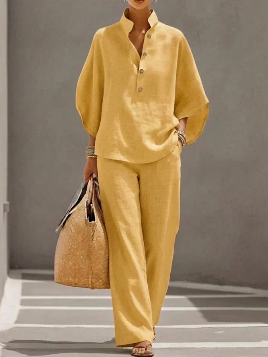 Immaculata | Linen Set with Batwing Sleeves