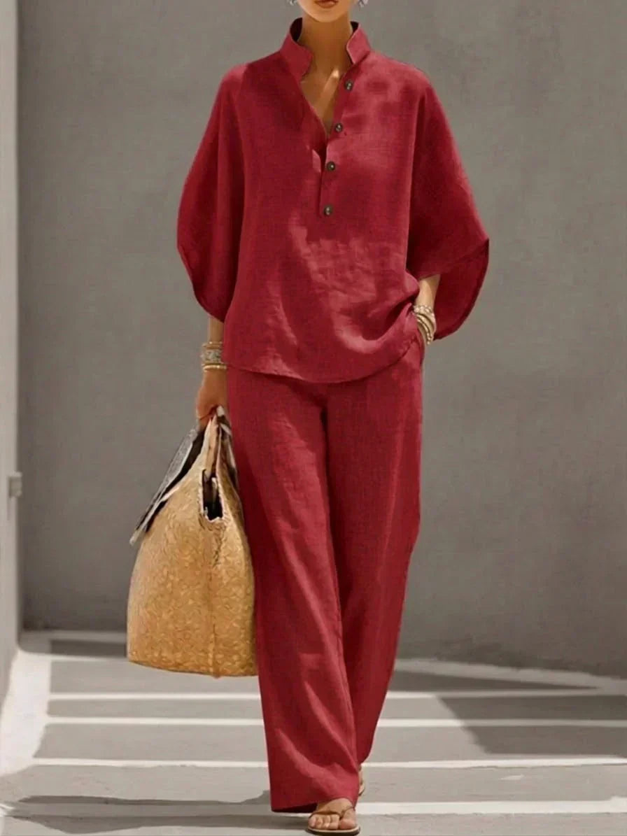 Immaculata | Linen Set with Batwing Sleeves