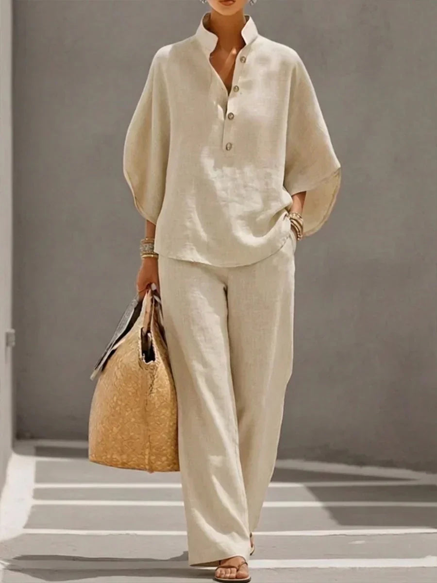 Immaculata | Linen Set with Batwing Sleeves