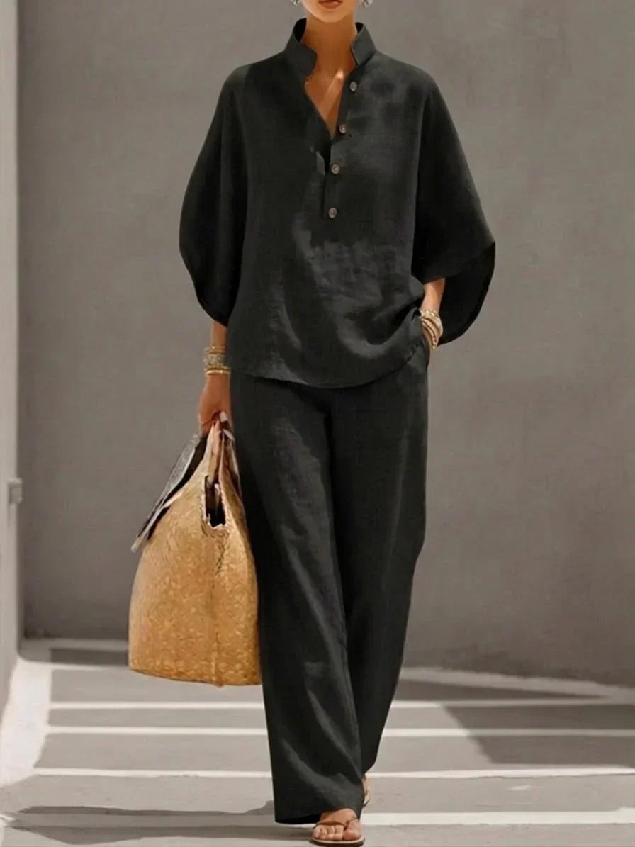 Immaculata | Linen Set with Batwing Sleeves