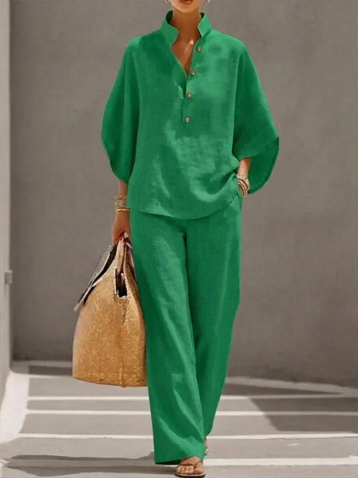 Immaculata | Linen Set with Batwing Sleeves