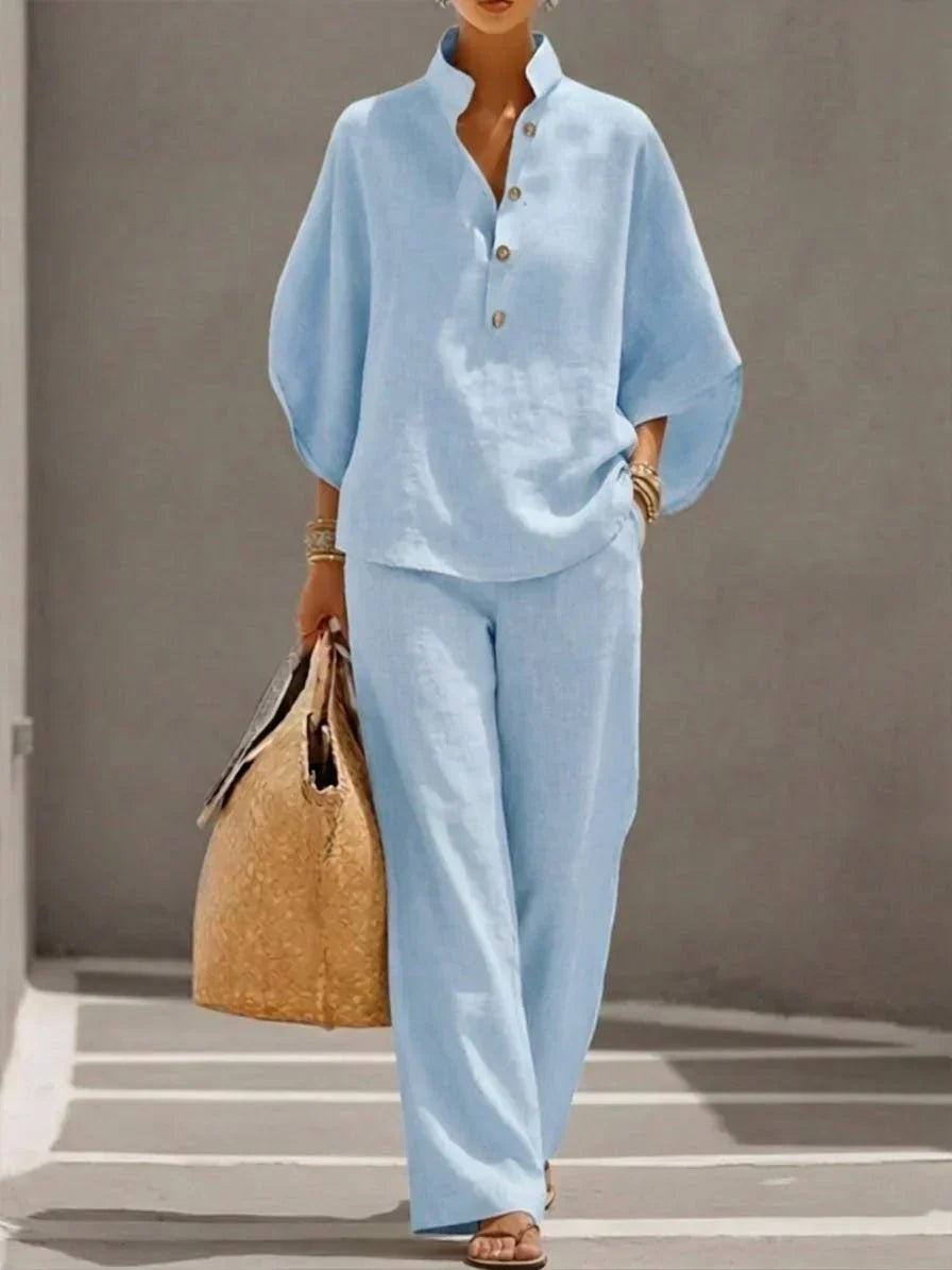 Immaculata | Linen Set with Batwing Sleeves